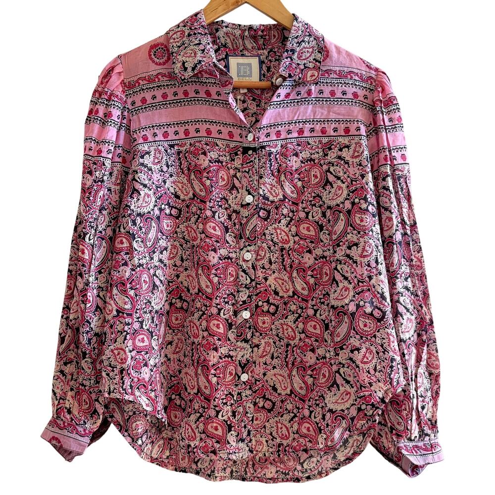 Alicia Bell Bea Blouse Silk Cotton Paisley Floral Small Western Cottagecore Boho